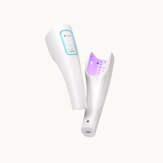 TAYE P139 portable handheld nail lamp with dual-angle design showing LED curing chamber