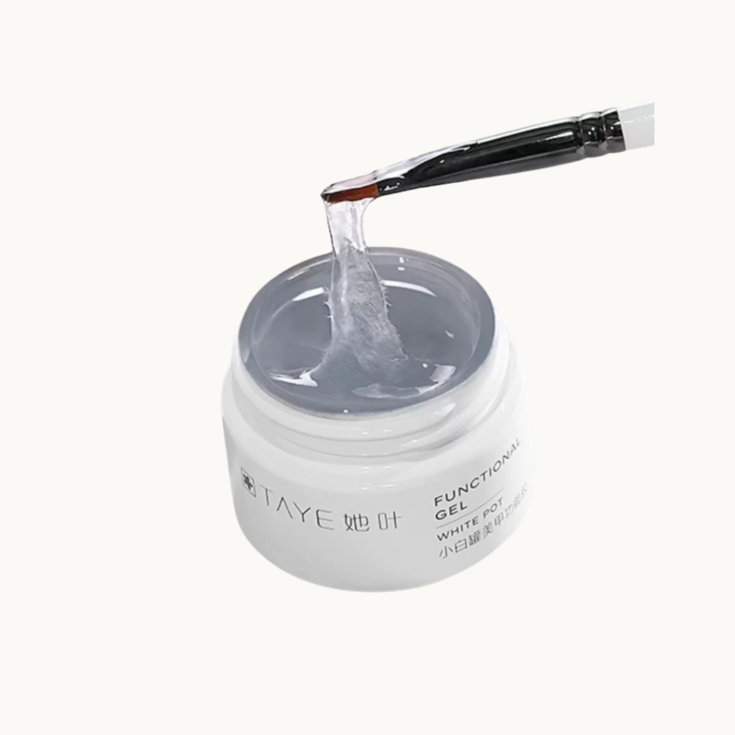 Professional TAYE silk fiber nail repair gel jar showing high-viscosity texture for fixing cracked and broken nails.