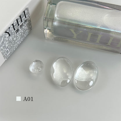 YHH blooming ink A01 white watercolor nail swatch, clear blooming effect nail art ink sample