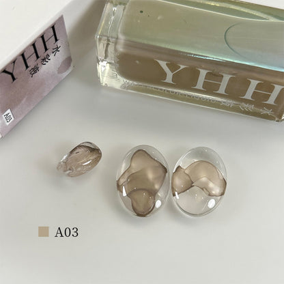 YHH blooming ink A03 taupe brown watercolor blooming nail ink swatch, muted neutral nail art shade