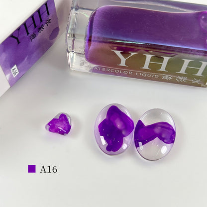 YHH blooming ink A16 lavender purple watercolor blooming nail ink swatch, soft pale lilac morandi shade