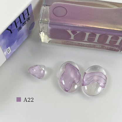 YHH blooming ink A22 dusty lilac watercolor blooming nail ink swatch, muted greyish purple nail design