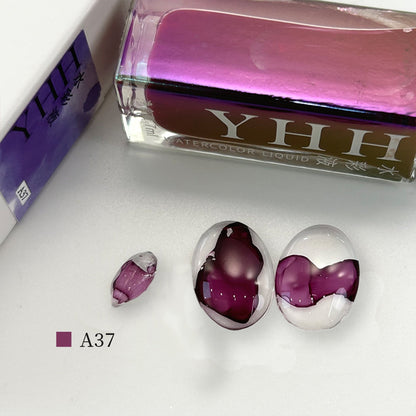 YHH blooming ink A37 deep grape purple watercolor nail ink swatch, rich dark grape purple blooming nail ink