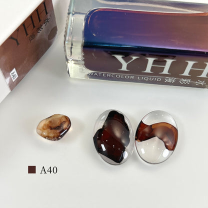 YHH blooming ink A40 chocolate brown watercolor blooming nail ink swatch, deep rich chocolate brown shade