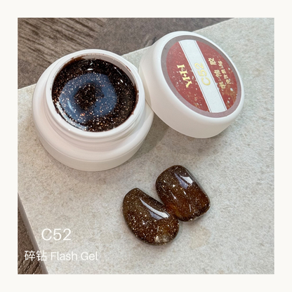 YHH C52 brown glitter flash gel 5g reflective sparkle nail gel polish for professional nail art