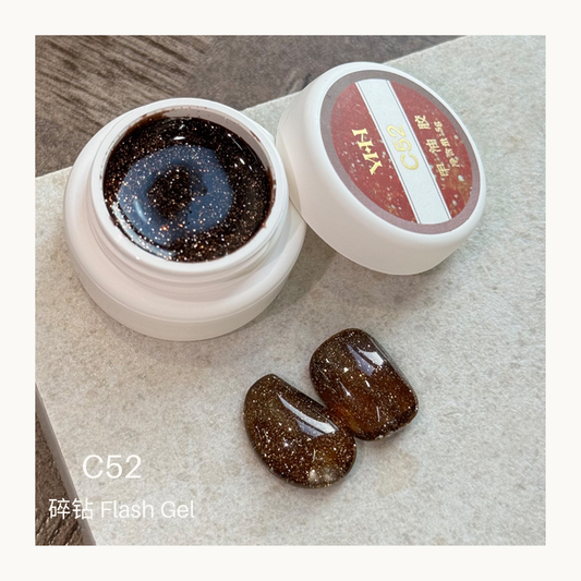 YHH C52 brown glitter flash gel 5g reflective sparkle nail gel polish for professional nail art