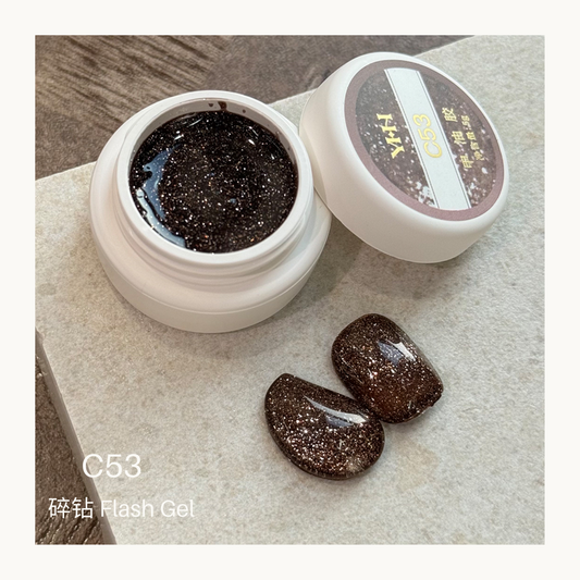 YHH C53 dark brown flash glitter gel 5g high sparkle reflective nail polish for salon use
