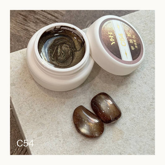 YHH C54 coffee brown gold cat eye gel polish 5g magnetic shimmer nail gel with glossy finish