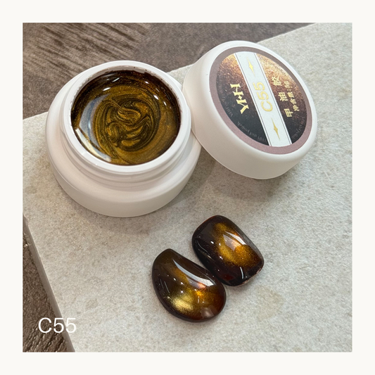 YHH C55 golden brown magnetic cat eye gel polish 5g shimmer nail gel with high shine effect