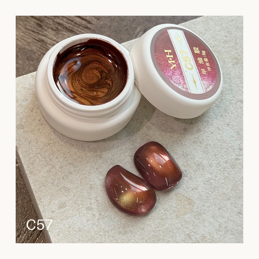YHH C57 red brown magnetic cat eye gel polish 5g shimmer nail gel professional salon finish