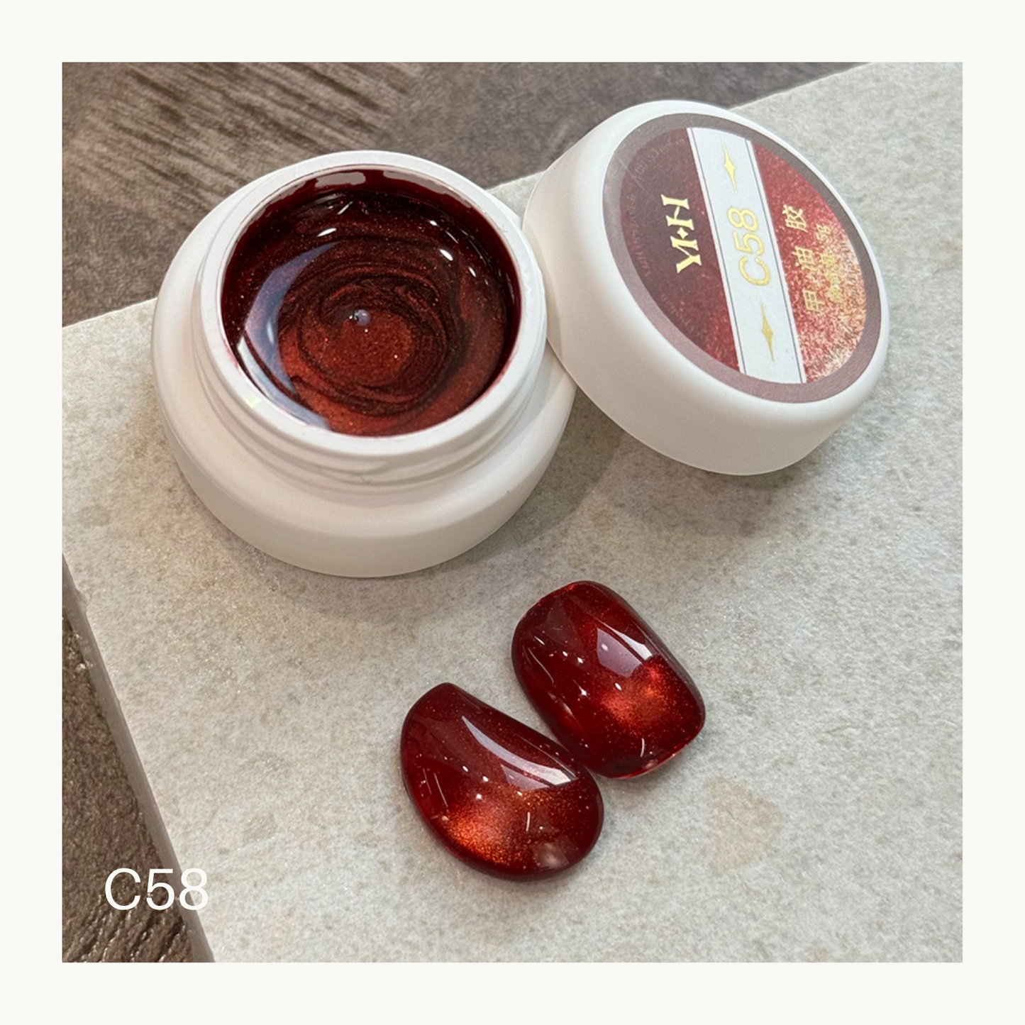 YHH C58 burgundy red cat eye gel polish 5g magnetic shimmer nail gel glossy effect