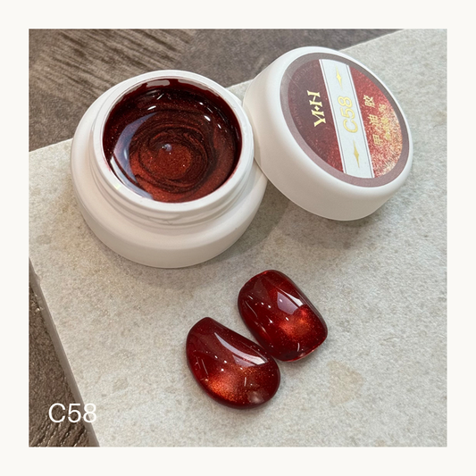 YHH C58 burgundy red cat eye gel polish 5g magnetic shimmer nail gel glossy effect