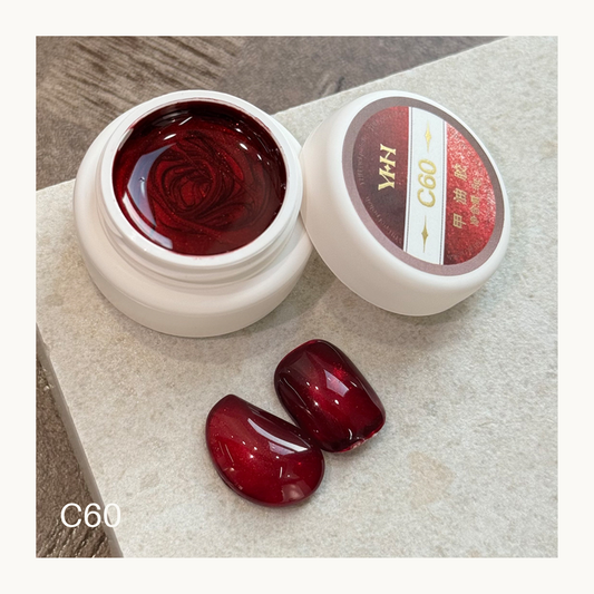 YHH C60 deep red magnetic cat eye gel polish 5g shimmer nail gel high shine finish