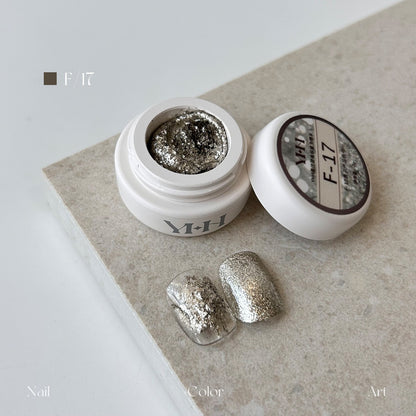 YHH Dreamy Powder Paste F17 single jar swatch, copper bronze textured metallic paste for earthy luxury nail art