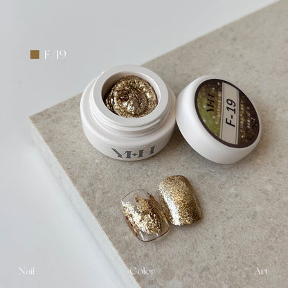 YHH Dreamy Powder Paste F19 single jar swatch, gunmetal grey textured metallic pigment paste for dark moody nail art