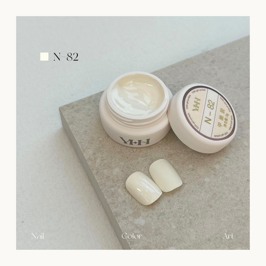 YHH N82 ivory cream gel color pot with glossy and solid swatches