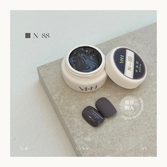 YHH N88 dark gray purple gel color pot with glossy and solid swatches