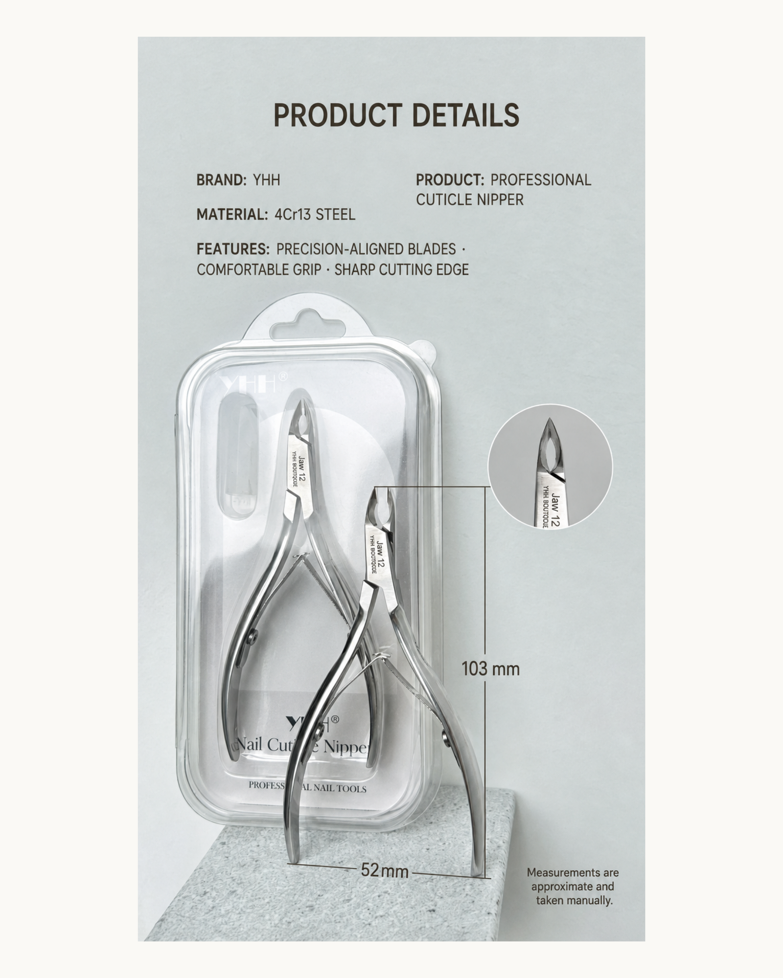 YHH Professional Stainless Steel Nail Cuticle Nippers - image 7