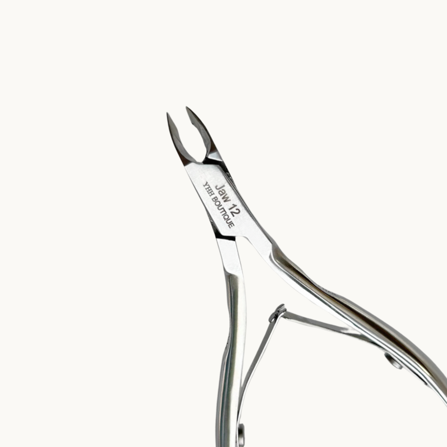 YHH Jaw 12 stainless steel cuticle nippers with sharp precision blades for professional manicure and nail prep.