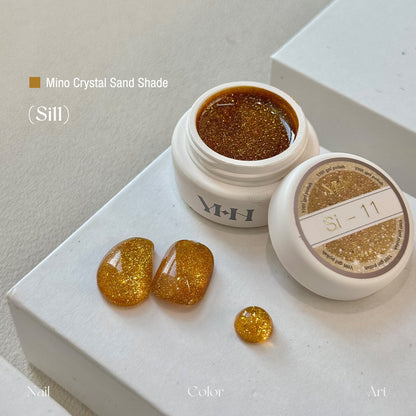 YHH Mino Crystal Sand Si11 burnt orange reflective glitter jar gel polish pot for fall nail looks
