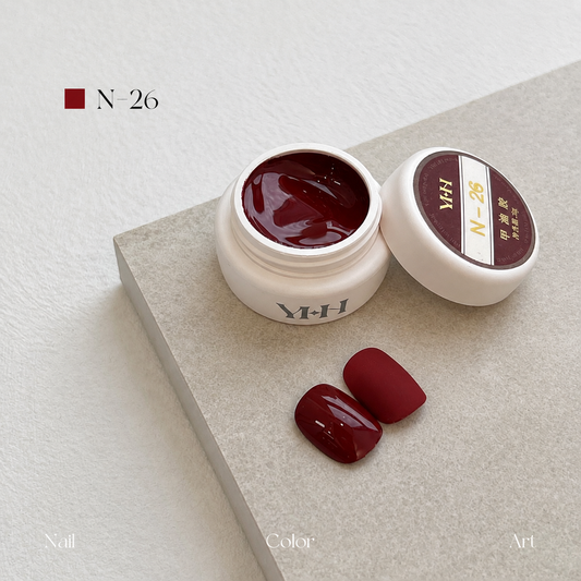 Deep wine red nail color gel pot with glossy and matte swatches
