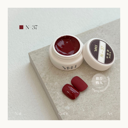YHH N37 classic crimson red gel polish, EU compliant low allergy professional nail color gel in Vancouver Canada.
