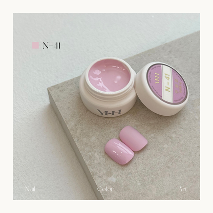 YHH N41 soft blush pink gel polish, creamy pastel nude nail color swatch for professional manicure in Vancouver Canada
