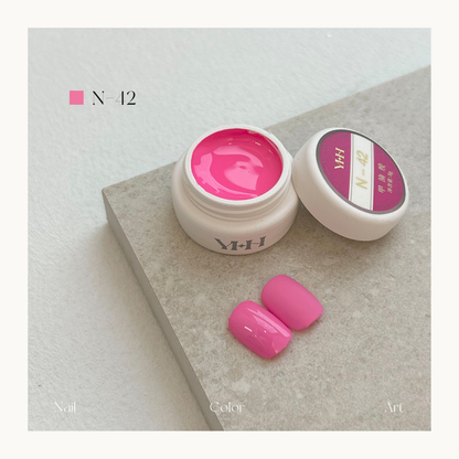 YHH N42 bright pink gel polish, vibrant bubblegum nail color for nail salon use in Canada