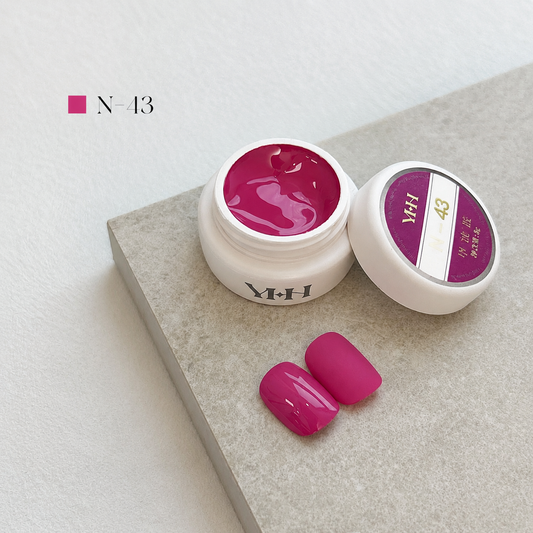 Rose-magenta gel nail color jar with two pink swatches