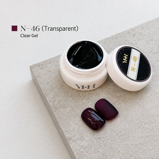 Sheer burgundy gel nail color jar with two dark swatches