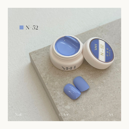 YHH N52 dusty periwinkle blue gel polish, creamy muted blue nail color for nail technicians in Canada
