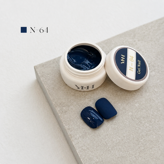 Deep ocean-navy gel nail color jar with two dark blue swatches