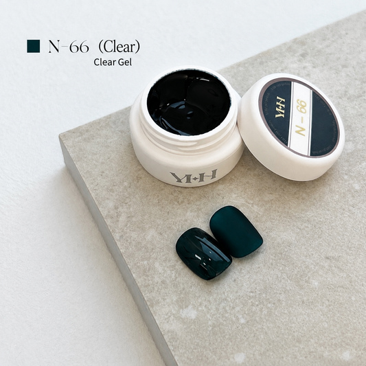 Sheer deep-teal gel nail color jar with two teal swatches