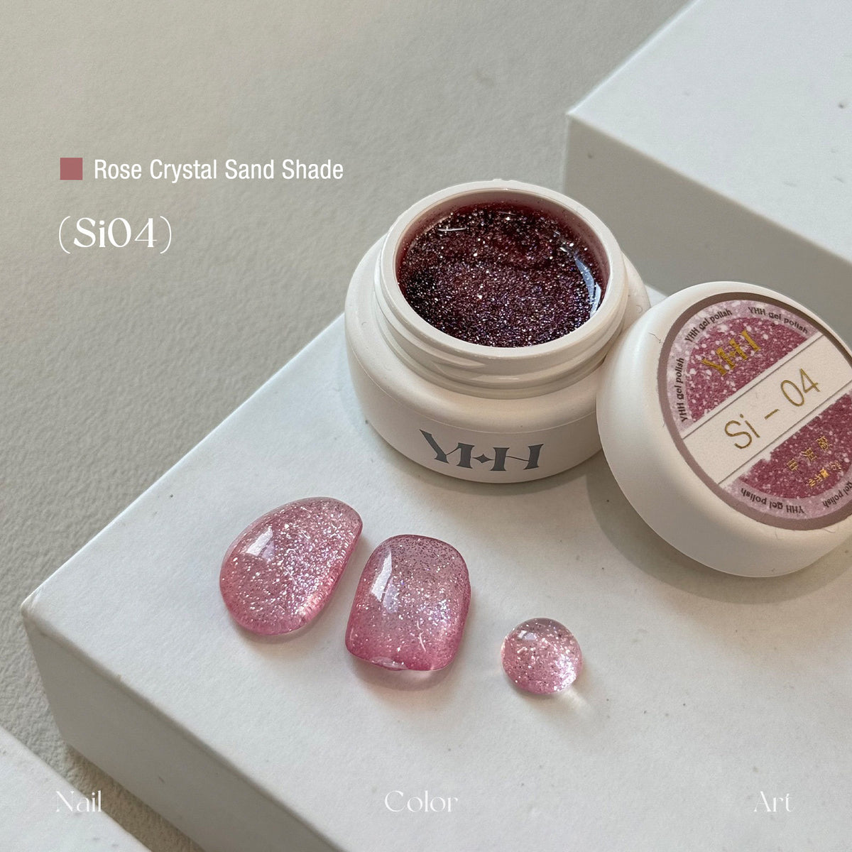 YHH Rose Crystal Sand Si04 deep red reflective glitter jar gel polish pot for nail art