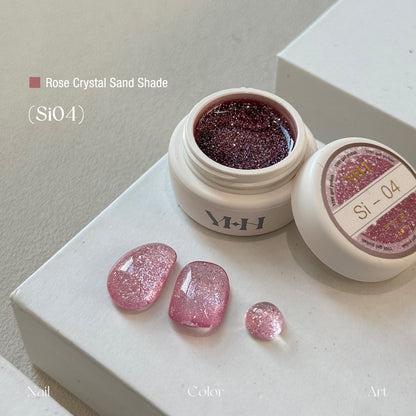 YHH Rose Crystal Sand Si04 deep red reflective glitter jar gel polish pot for nail art