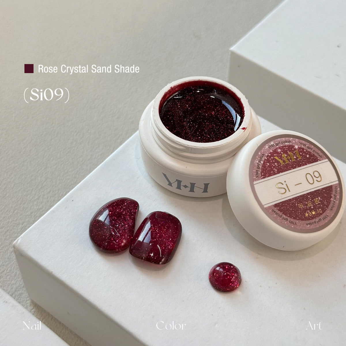 YHH Rose Crystal Sand Si09 dark mauve purple reflective glitter jar gel polish for salon manicures