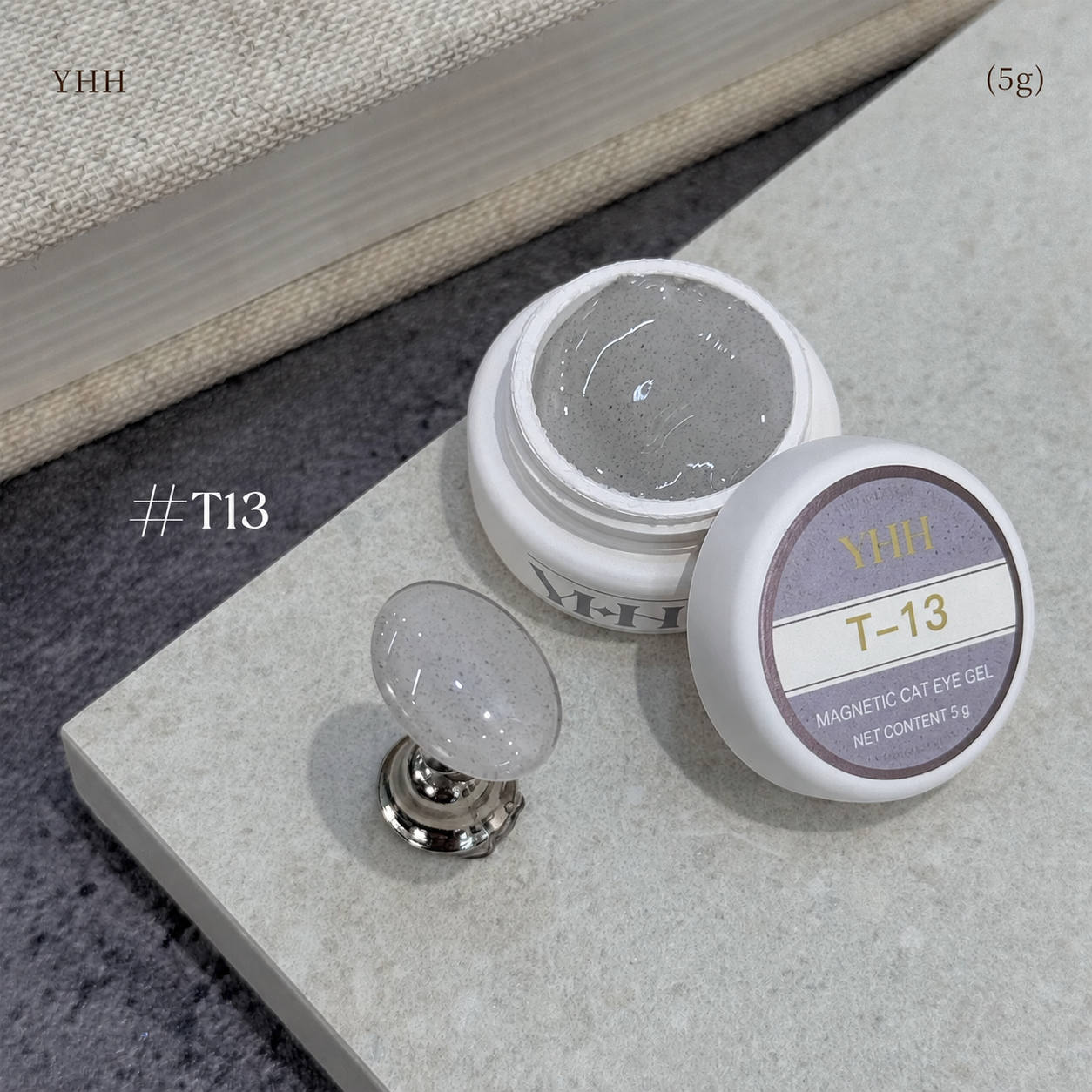 YHH T Series Magnetic Cat Eye Gel T13, 5 g pot with magnetic cat eye nail swatch