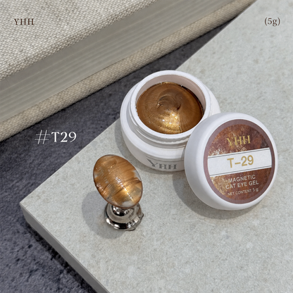 YHH T Series Magnetic Cat Eye Gel T29, 5 g pot with magnetic cat eye nail swatch