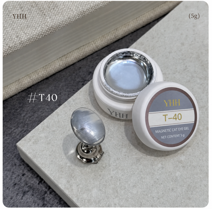 YHH T Series Magnetic Cat Eye Gel T40, 5 g pot with magnetic cat eye nail swatch