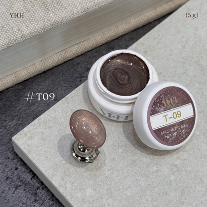 T09 magnetic cat-eye gel pot with mauve-brown swatch