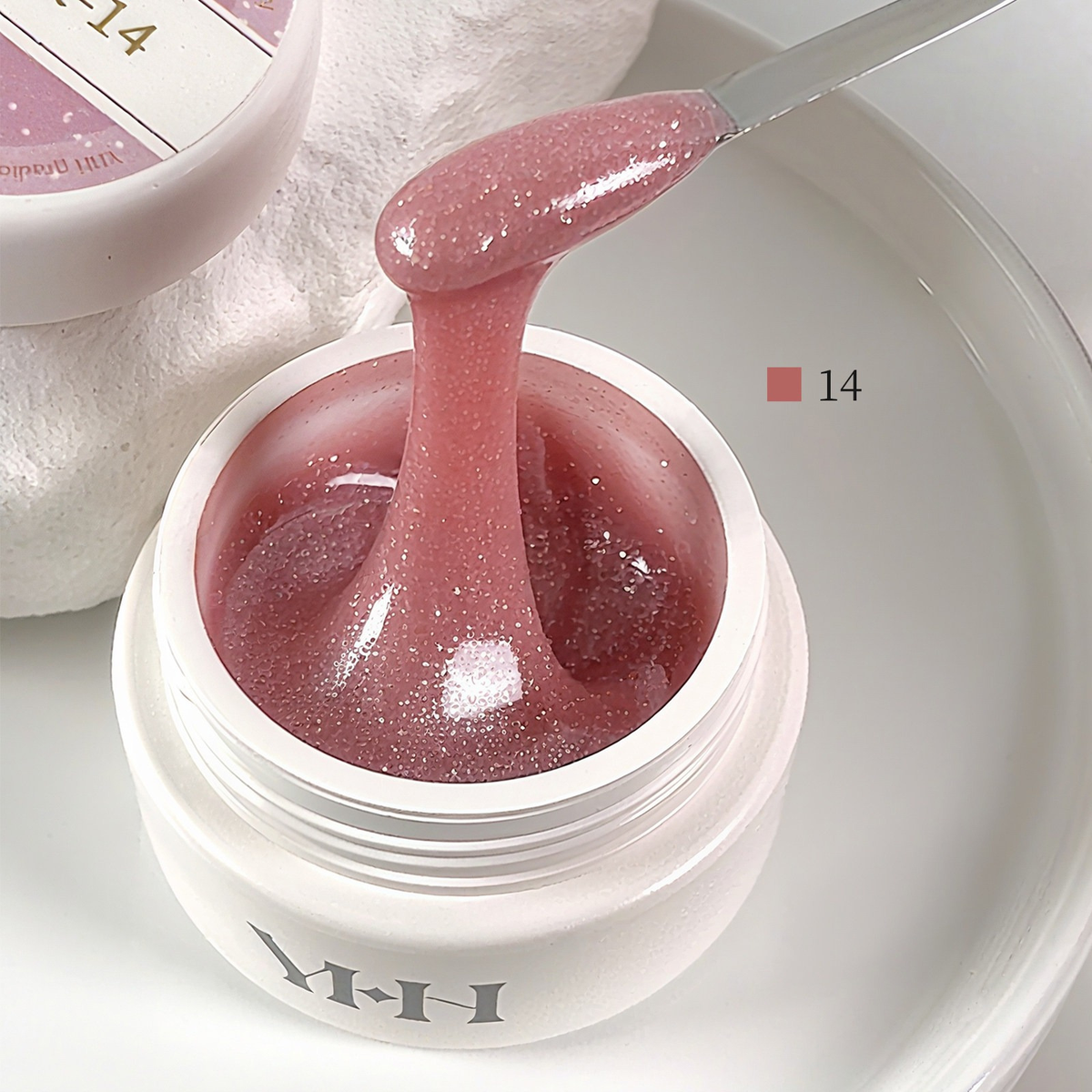 YHH Tinted Nude Builder Extension Gel 15g Shade 14 rosy shimmer nude builder gel for nail extensions