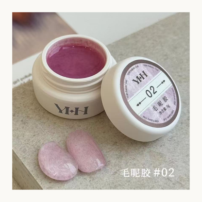 YHH Velvet Fur Gel Shade 02 blush pink velvet texture nail gel polish swatch
