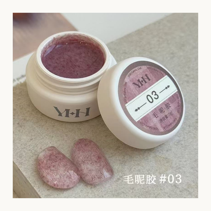 YHH Velvet Fur Gel Shade 03 rose mauve fiber texture nail gel polish swatch