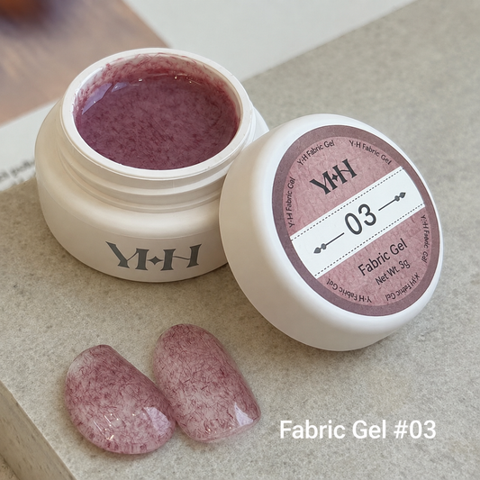 YHH velvet fiber texture nail gel shade #03 with dusty rose-pink swatches
