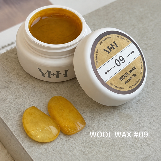 YHH velvet fiber texture nail gel shade #09 with mustard-yellow swatches