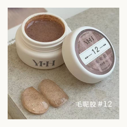 YHH Velvet Fur Gel Shade 12 nude apricot fiber texture professional nail gel