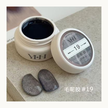 YHH Velvet Fur Gel Shade 19 charcoal grey fiber texture professional nail gel