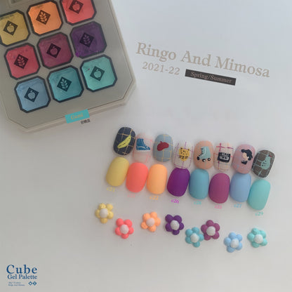 Gumi soft gel palette with selected colored tips and raised flower accents