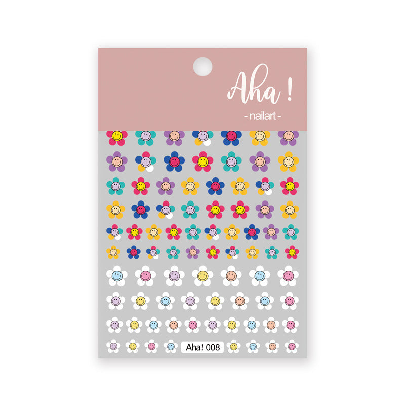 Aha! NailArt Sticker Colorful Flower Symbol 008