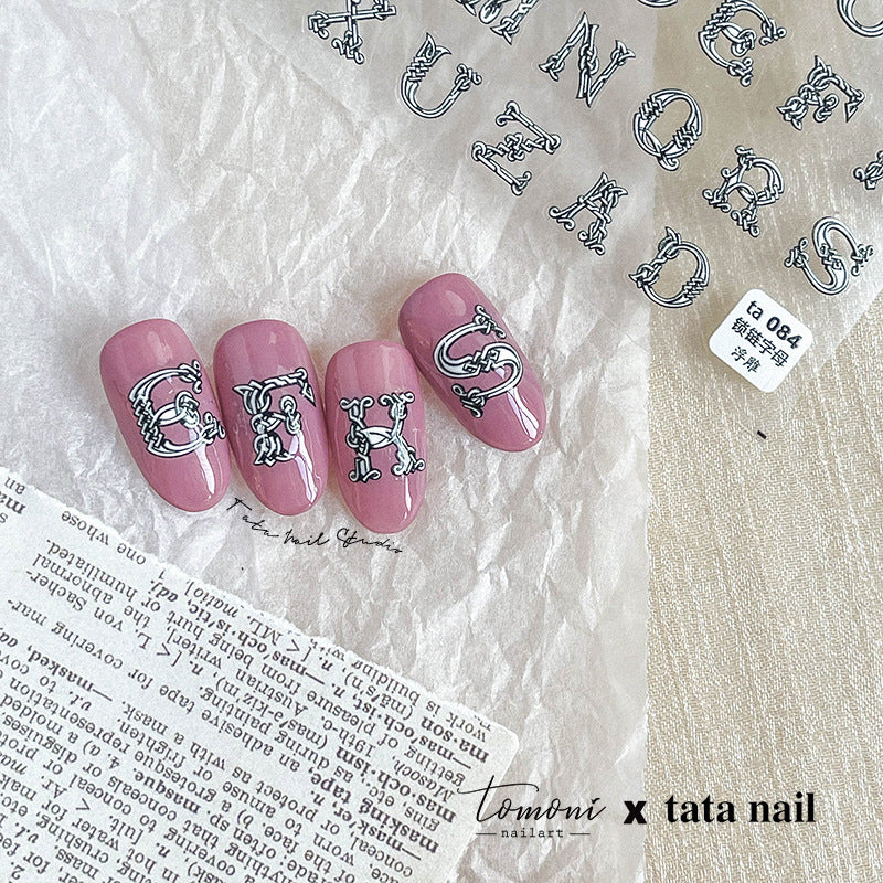 TOMONI Relief Iron Chain Alphabet #ta084